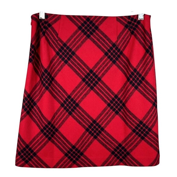 Talbots Petites NWT Womens 10P Red Black Plaid Wool Blend Skirt Clueless Preppy - Picture 8 of 10